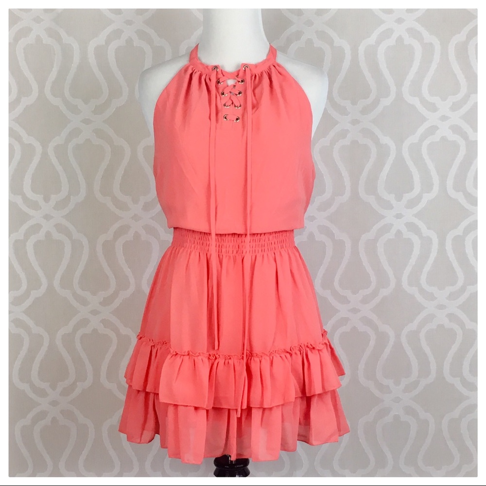 *CLEARANCE* Double Layer Tiered Chiffon Mini-Dress - Picture 4 of 8